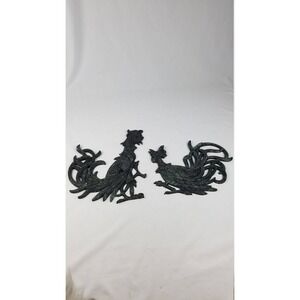 Vintage 1965 roosters wall decor plaque retro set of 2